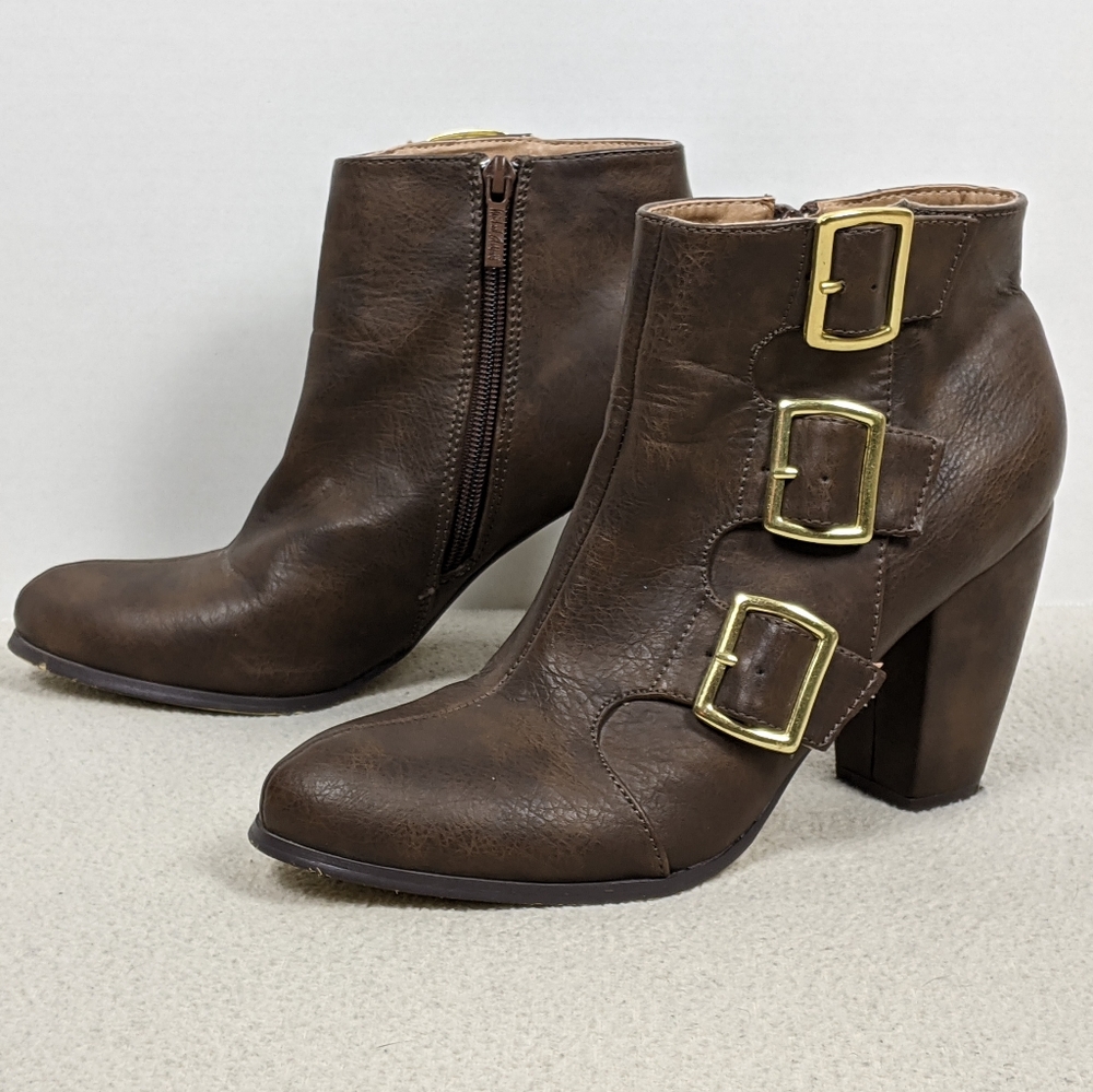 Michael Antonio Brown Faux Leather Ankle Booties 9